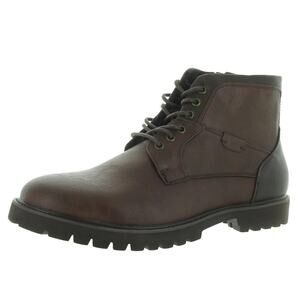 Nick Graham Barkely Brown Faux Leather Lace Up Round Toe Chukka Boots Size 8